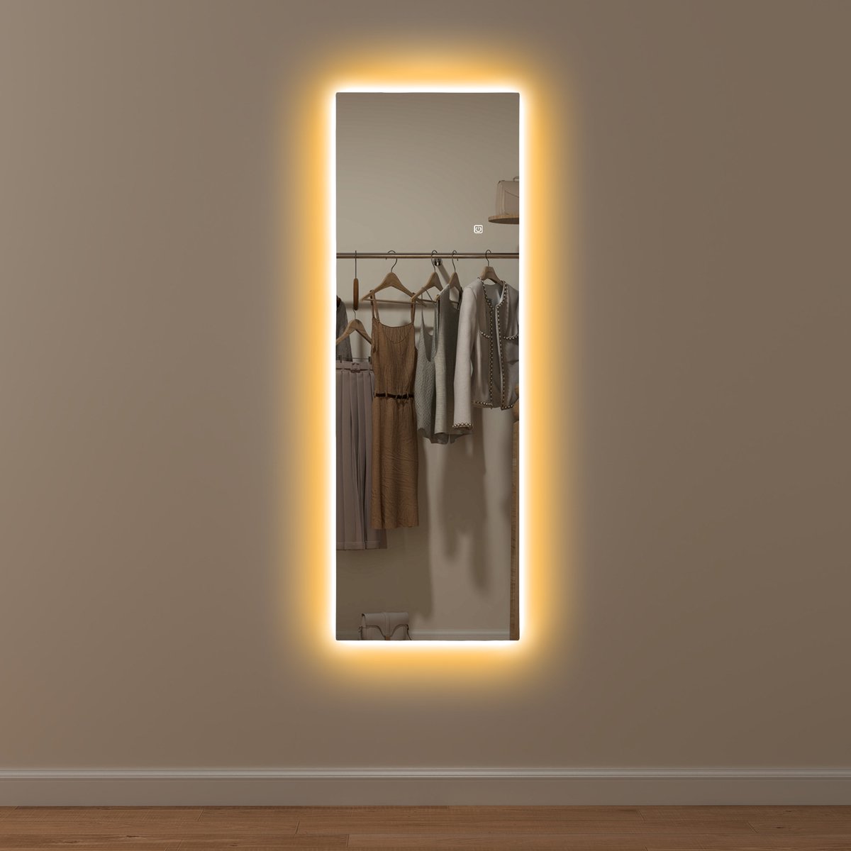 REDOM Frameloze Passpiegel met LED Achtergrondverlichting (Backlit) - Wandspiegel met Smart Touch & Geheugen - 40x120 cm Transparant