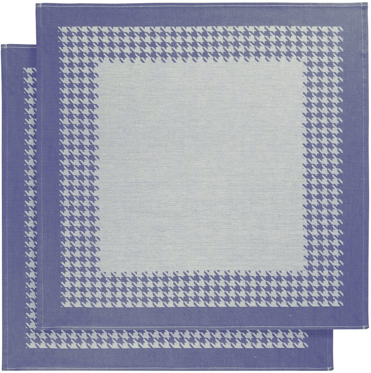 De Witte Lietaer Theedoek Pied de Poule, Blauw - 2 stuks - 65 x 65 cm - Katoen