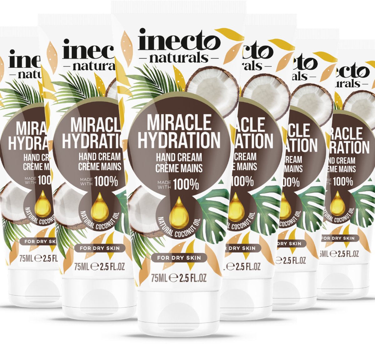 Inecto Naturals Coconut Miracle Hydration Hand Cream - 6 x 75ml - Voordeelverpakking