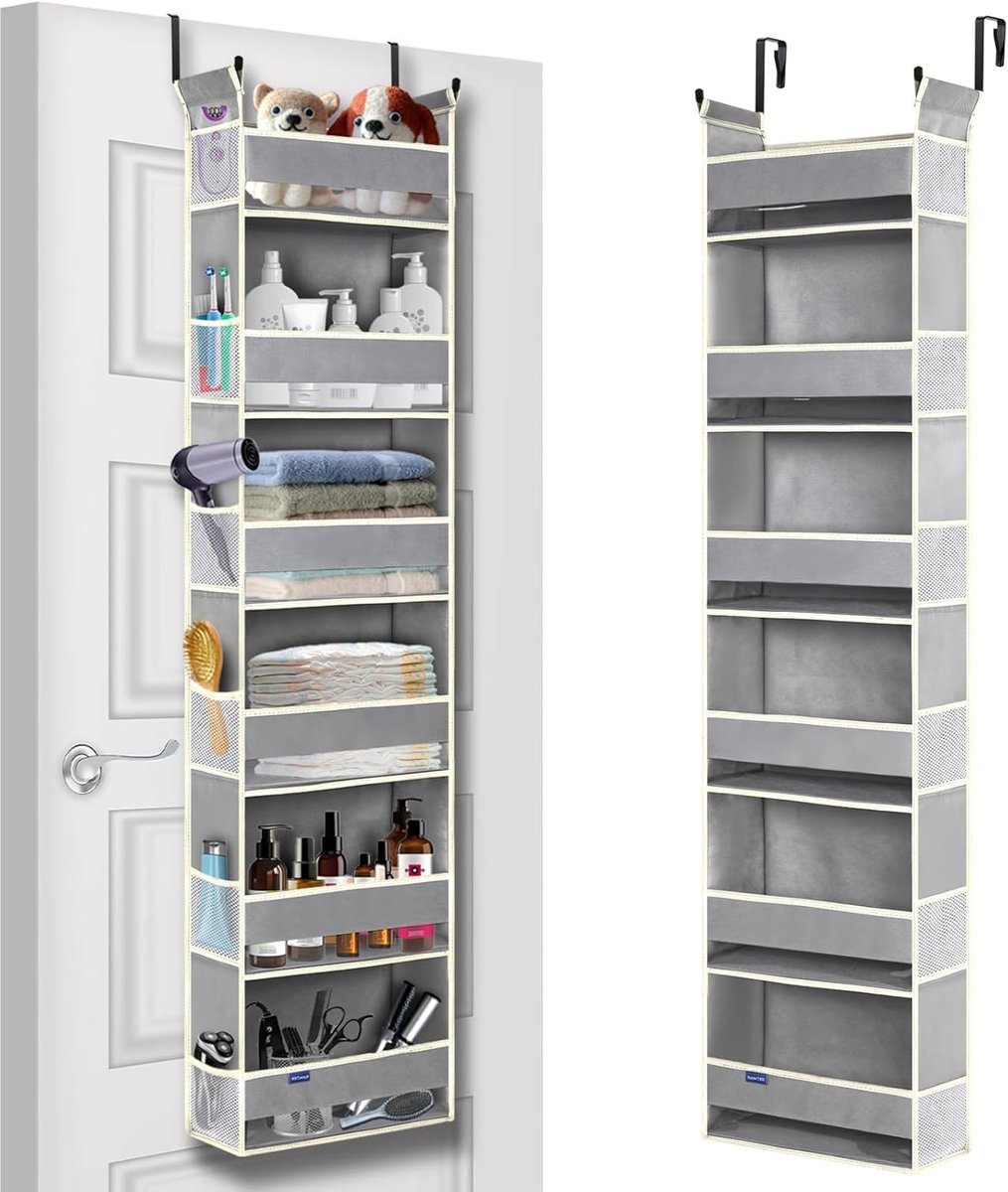 Deur Organizer - Opberger Deur - Ruimte Besparen - Gelaagde Plank - 136cm Hoog - Grijs