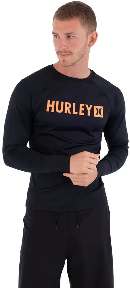 Hurley Slim Fit Box Rash Guard Met Lange Mouwen Man Zwart