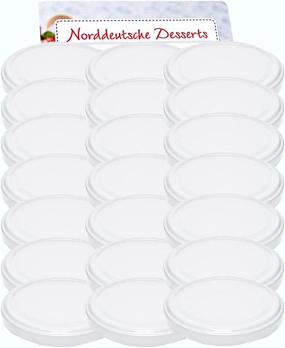 Deksel Sluitingen - Reserve Dekseltjes - Potten Afsluiten - 75 Stuks Set - 66 mm Diameter - Wit