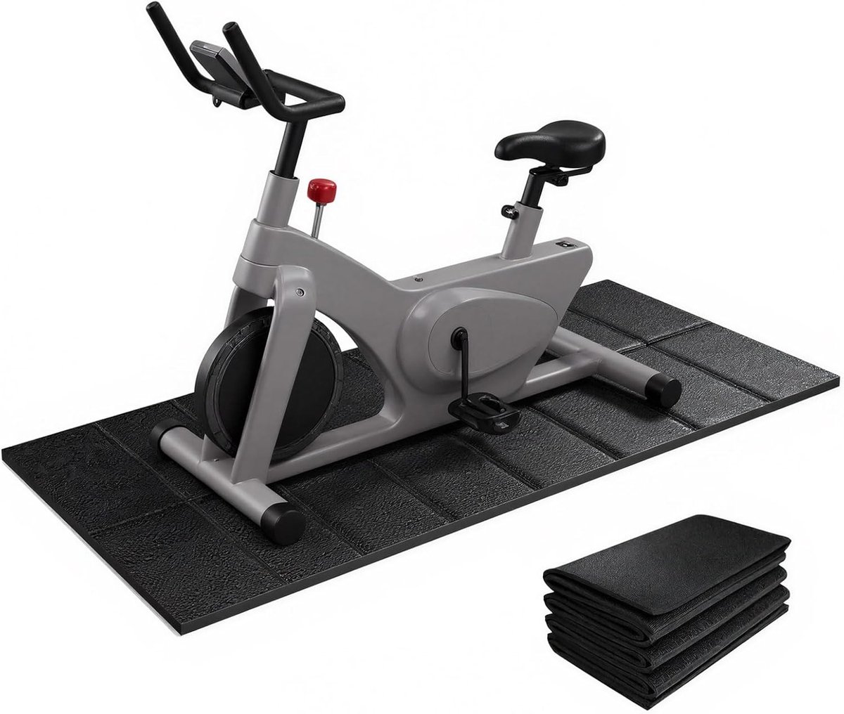 Vloermat Hometrainer - Fitnessmat Trainerpad - Bescherming Vloer - Extra Dikke PVC - 160x75 cm - Zwart
