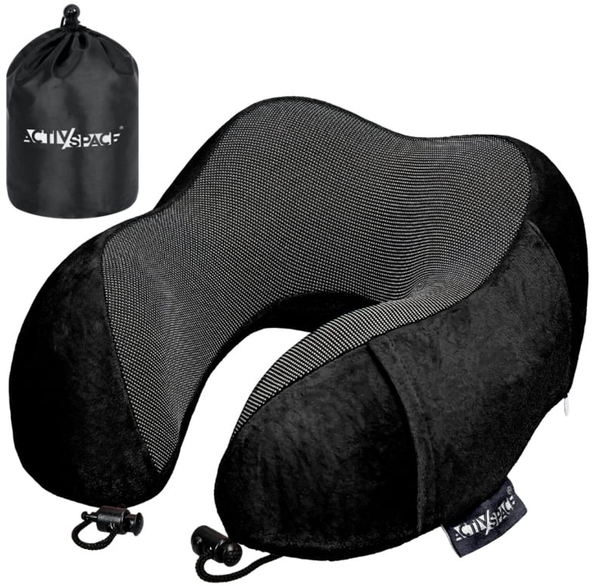 Activ Space - Reiskussen - Halssupport - Memory Foam - Zwart