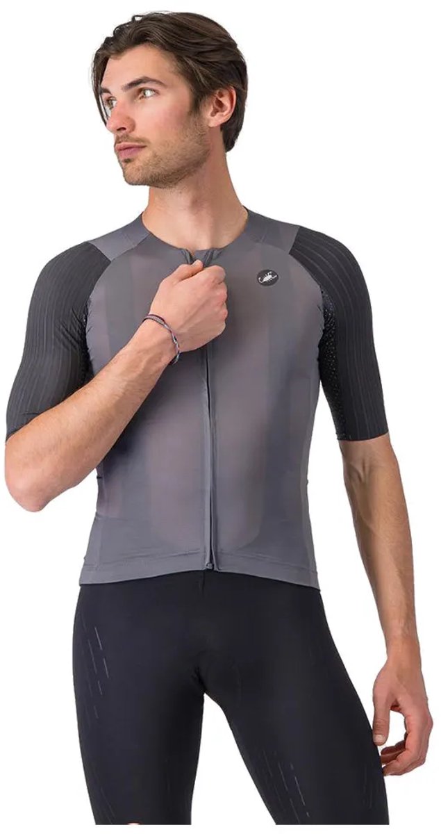 Castelli Aero Race 8s Korte Mouw Wielertrui Grijs S Man
