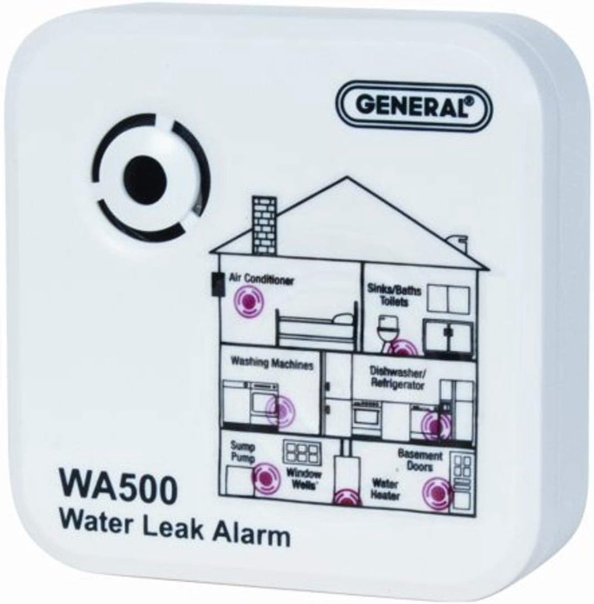 Waterlek Alarm - Lekdetector - Waterschade Voorkomen - Snelle Detectie - 10.9cm - Wit