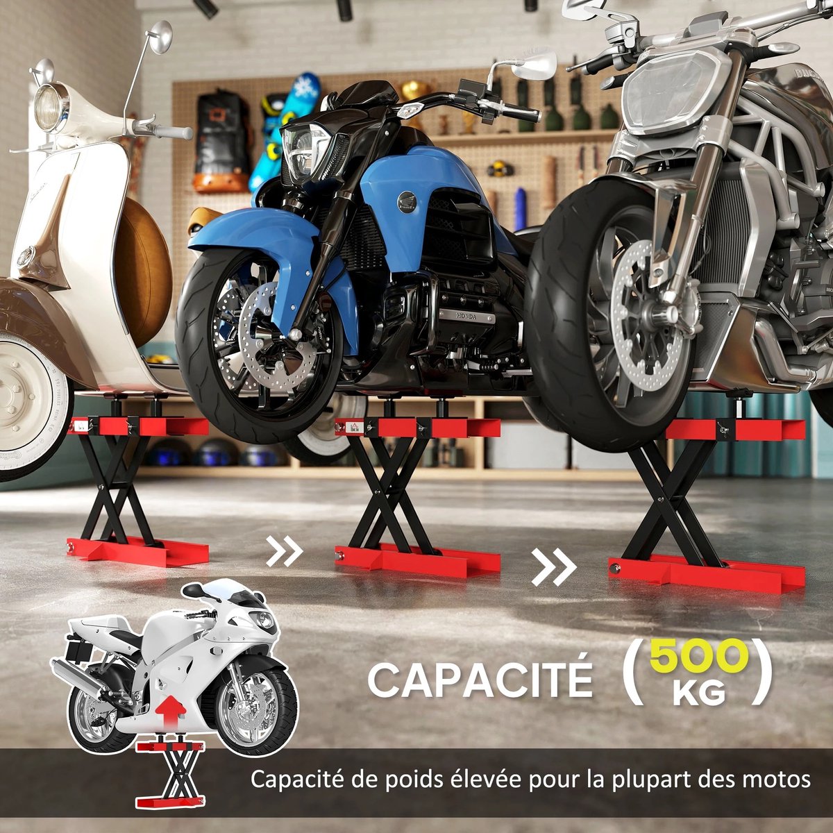 Zolara Motorlift - Schaarkrik - Motor schaar krik - 500 kg Draagvermogen - Verstelbare Motorfiets Krik met Antislip & Veiligheidsvergrendeling - Motorkrik - Krik