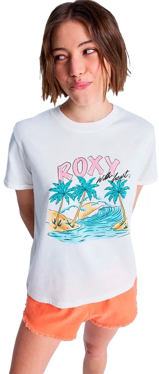 Roxy Oceanregular Poster T-shirt Met Korte Mouwen M Vrouw Coconut Milk