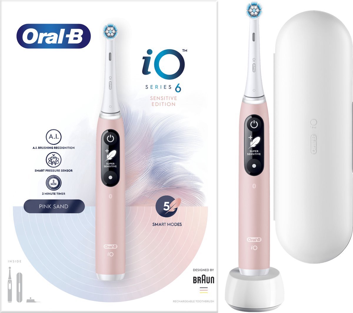 Oral-B iO Series 6N Licht Roze + extra iO Gentle Care opzetborstel