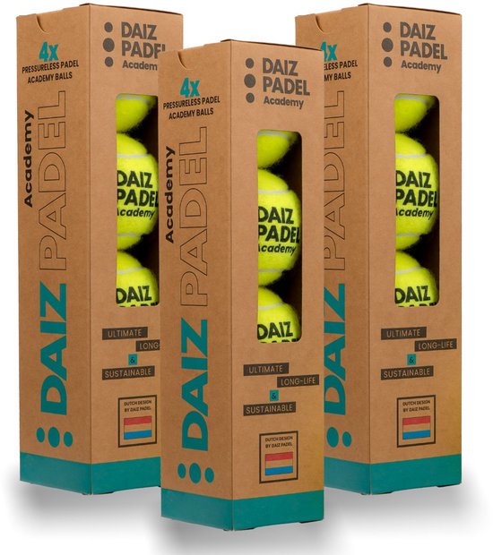 DAIZ PADEL BALLEN - Padelballen (12 stuks) - Academy - Premium Drukloze Padel Ballen - Voor Langdurige Prestaties Op Elke Baan DAIZ PADEL BALLEN - Padelballen (12 stuks) - Academy - Premium Drukloze Padel Ballen - Voor Langdurige Prestaties Op Elke Baan