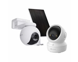 EZVIZ HB8 Pro 4K Kit Beveiligingscamera + H6C Pro 4K Binnencamera – Incl. 5W Zonnepaneel 360° Pan & Tilt – AI Detectie & Human Detection – Draadloos