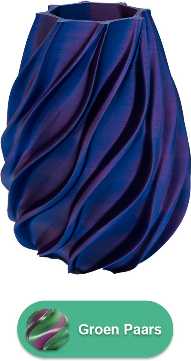 Lovora Oliva organische vaas – Decoratieve vaas - Groen / Paars - 3d geprinte vaas – geschikt voor droogbloemen - 25CM