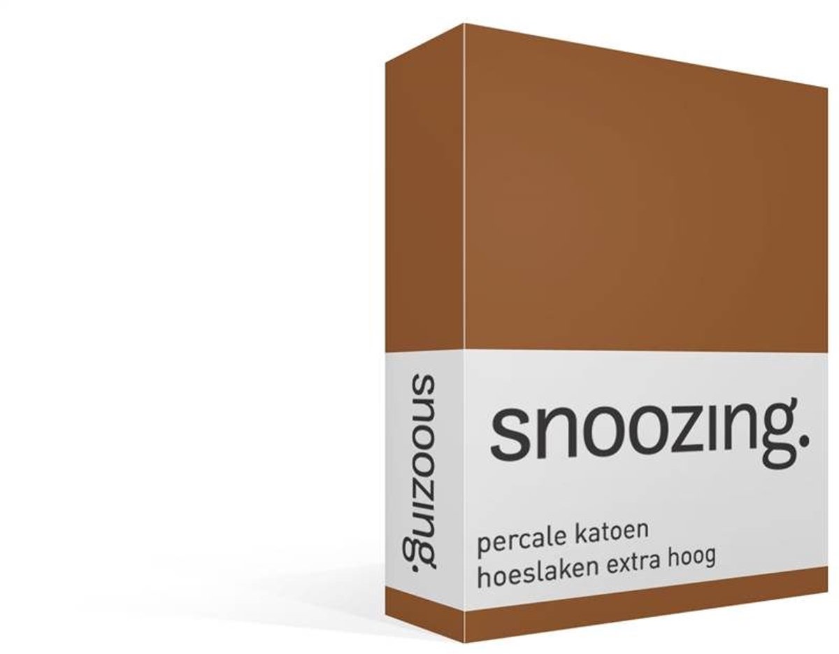 Snoozing percale katoen hoeslaken extra hoog - 160x200 cm - Lits-jumeaux - Terra