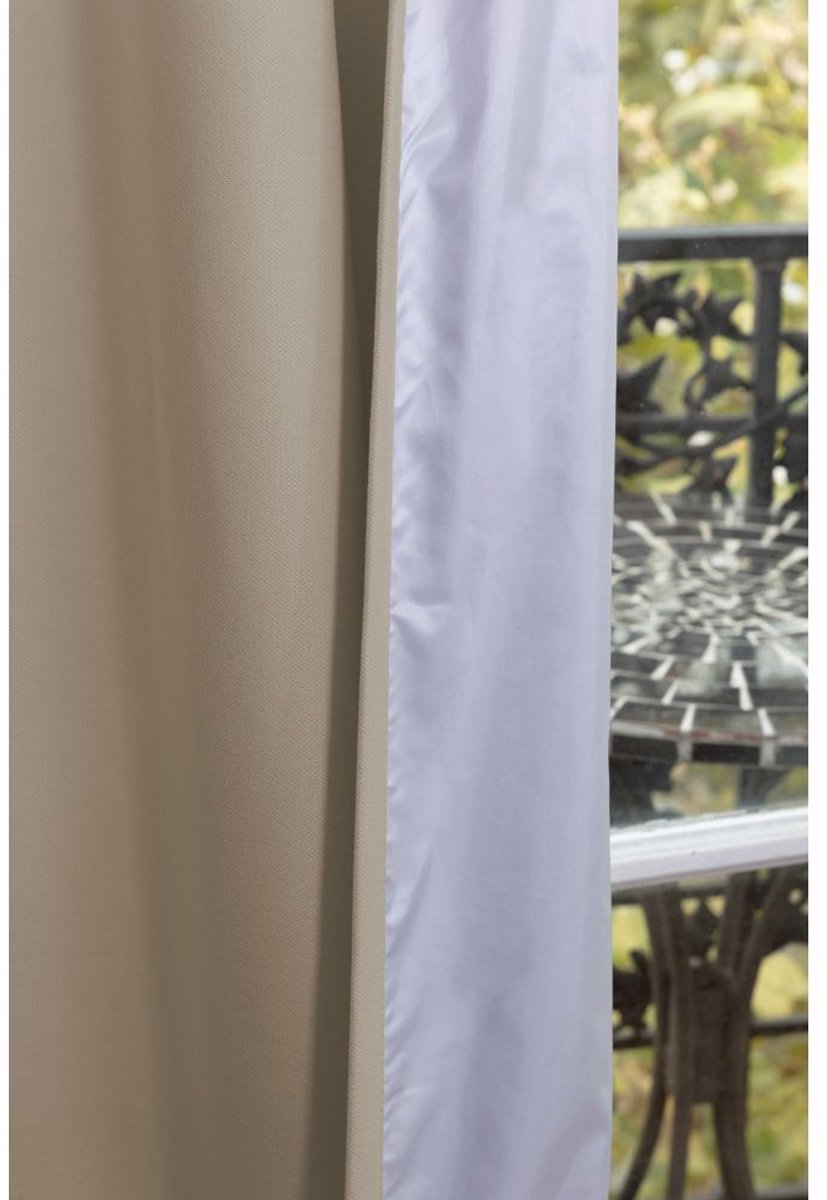 MOONDREAM ThermActiv® Winter+Zomer Thermisch Gordijn | Anti-Koude en Anti-Warmte Isolatie | Gepatenteerde Technologie | EU-fabricaat | Oogjes | Beige MC8220 | 130 x 250 (BxH) cm