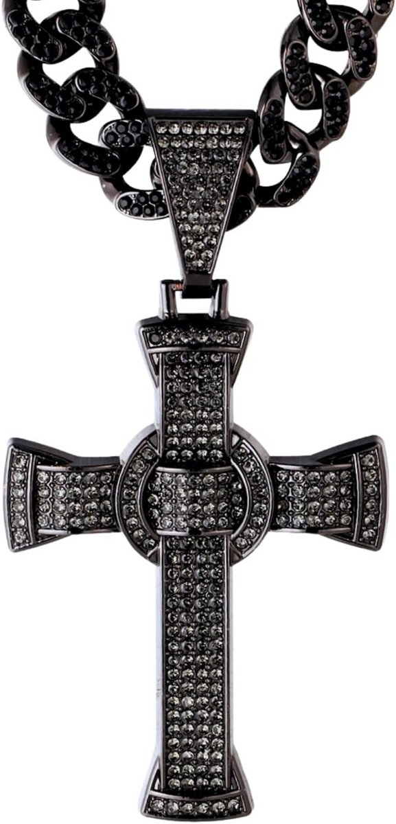 Glanzende Diamanten Ketting voor Heren in Verchroomde Afwerking met hanger