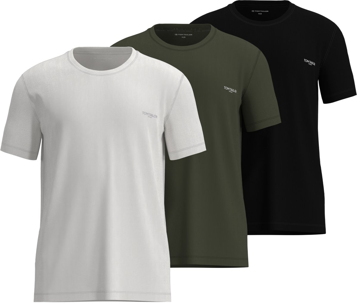 TOM TAILOR - Ohio - Heren Ondershirt met ronde hals - 3-pack - Multicolor