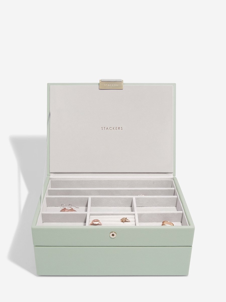 STACKERS SAGE GREEN - Sieradendoos - Juwelendoos - Sieradenhouder - Sieraden Organizer - 2-set