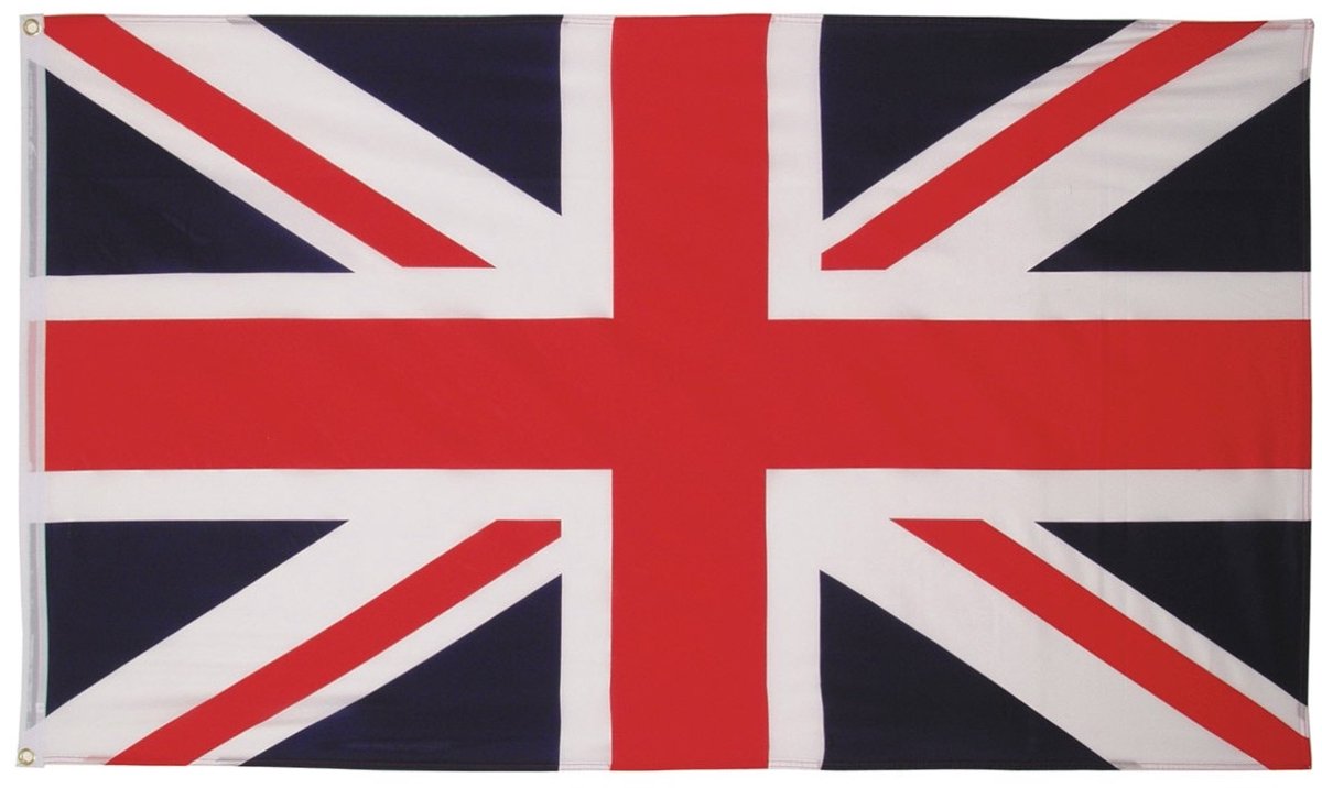 Vlag UK (Groot-Brittannië) - Polyester - 90 x 150 Centimeter - Verstevigingsband - Metalen Ringen