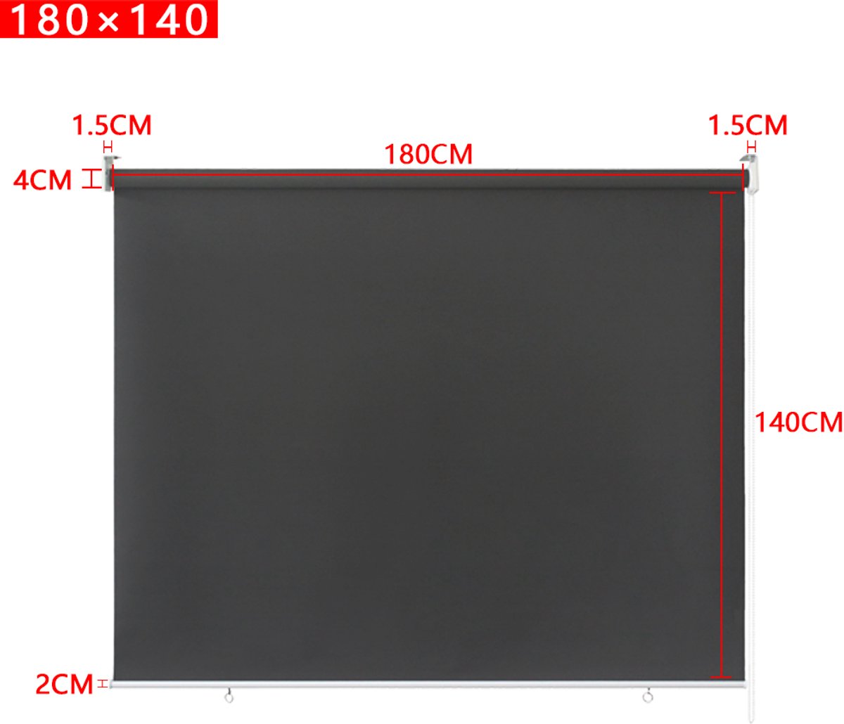 Verduisterend Rolgordijn 180x140cm Buiten Zonder Boren Met Reflecterende Thermofunctie UV-Beschermend Springrolluik Voor Raam Deur Tuin Antraciet NAIZY – foto 2