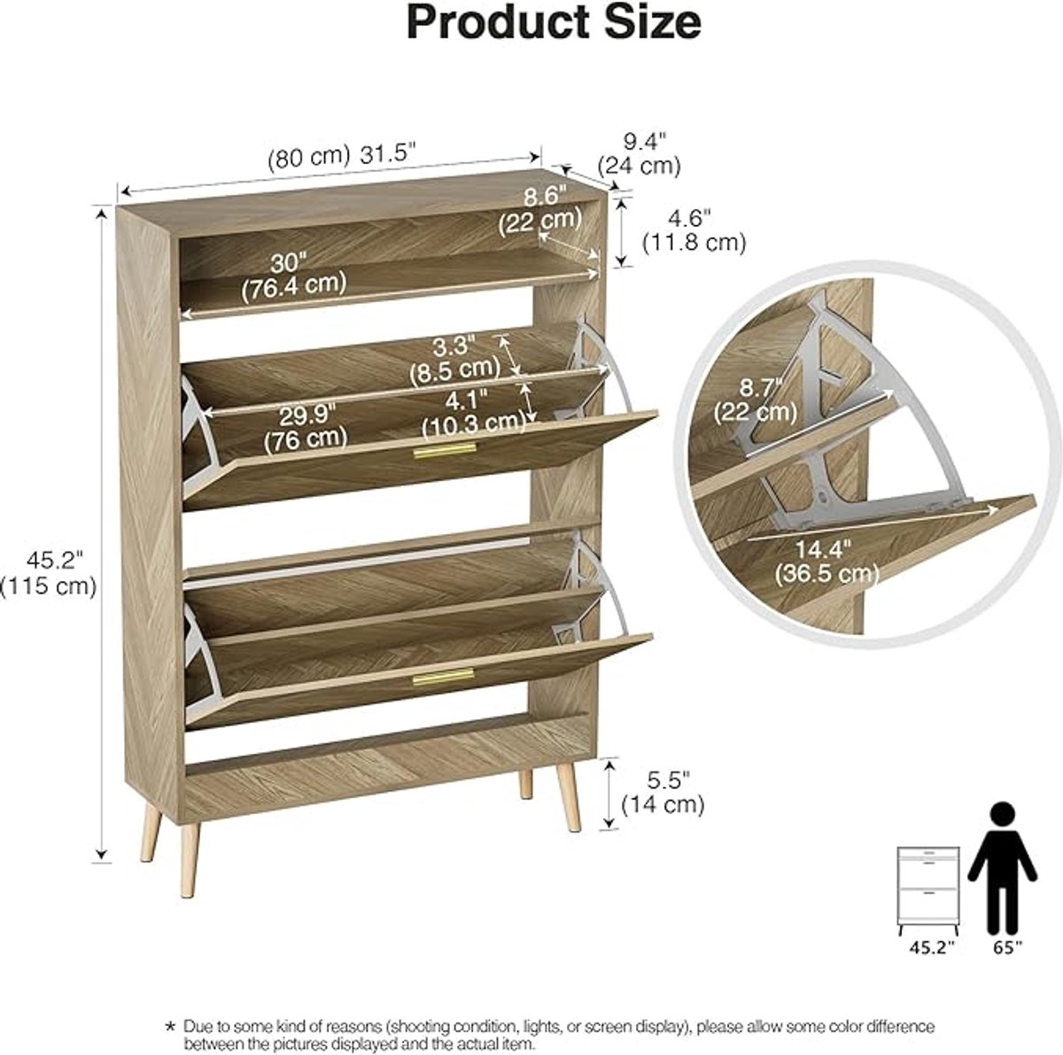 Luxe Schoenenkast met 2 Kleppen – Smal Design 24 cm – Hoogwaardige Afwerking – Voor 8–16 Paar