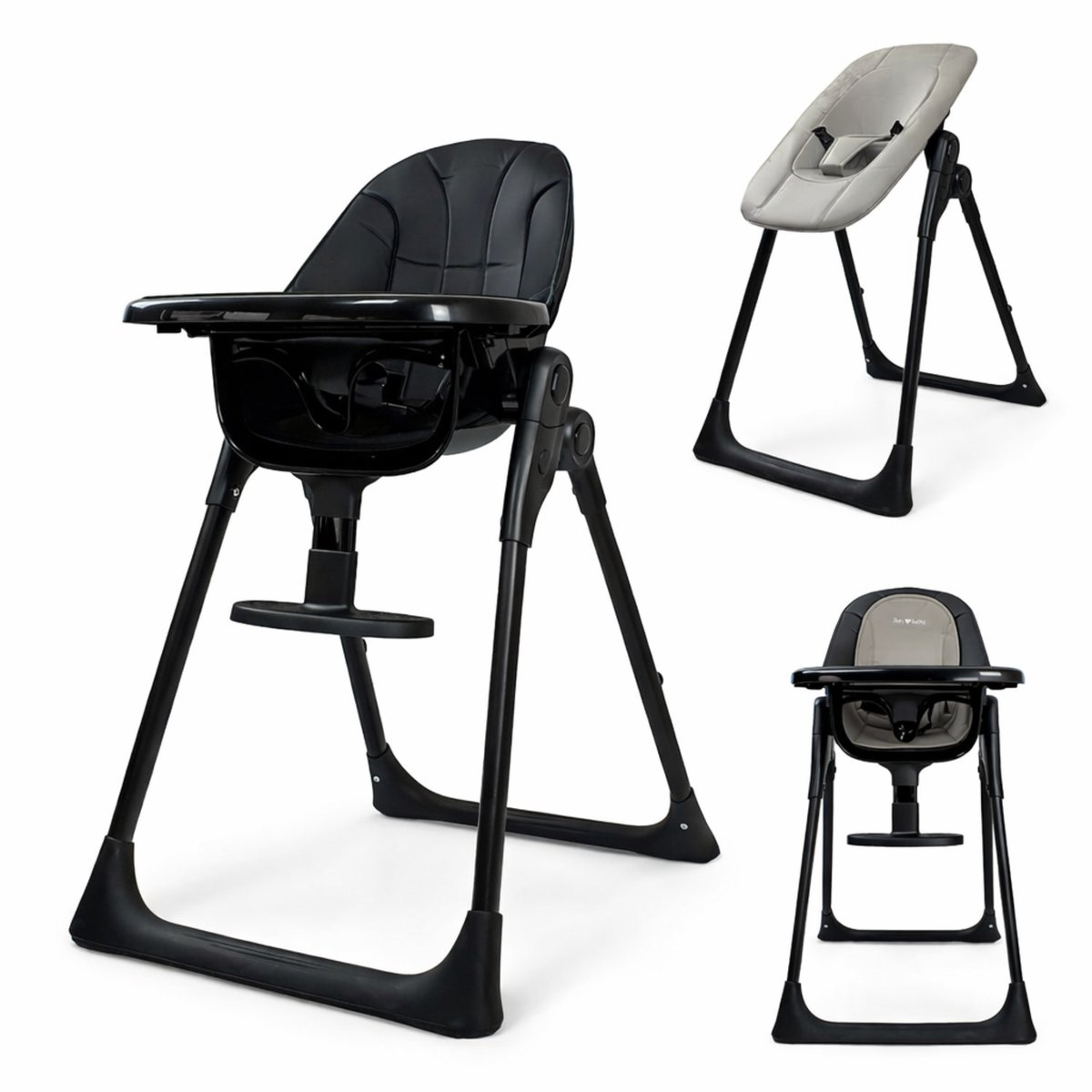 Born Lucky® Kinderstoel – Meegroei Kinderstoel Met Babysit – 2 in 1 Kinderstoel – Makkelijk Inklapbaar – Geschikt vanaf Geboorte - Zwart
