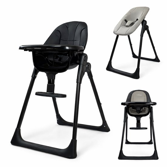 Born Lucky® Kinderstoel – Meegroei Kinderstoel Met Babysit – 2 in 1 Kinderstoel – Makkelijk Inklapbaar – Geschikt vanaf Geboorte - Zwart