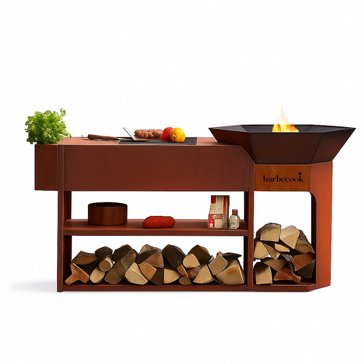 Barbecook Nestor Island uit cortenstaal barbecue