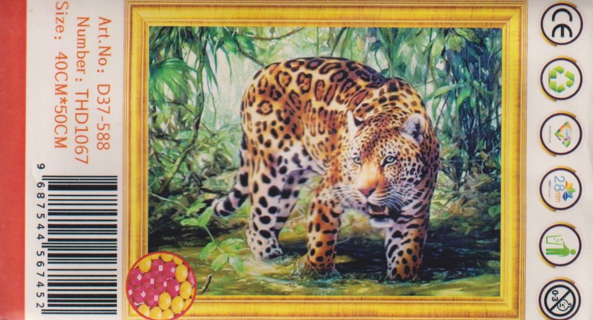 Diamond Painting Set 40x50cm - Tijger - THD1067 - Full size ronde steentjes - Gratis verzonden