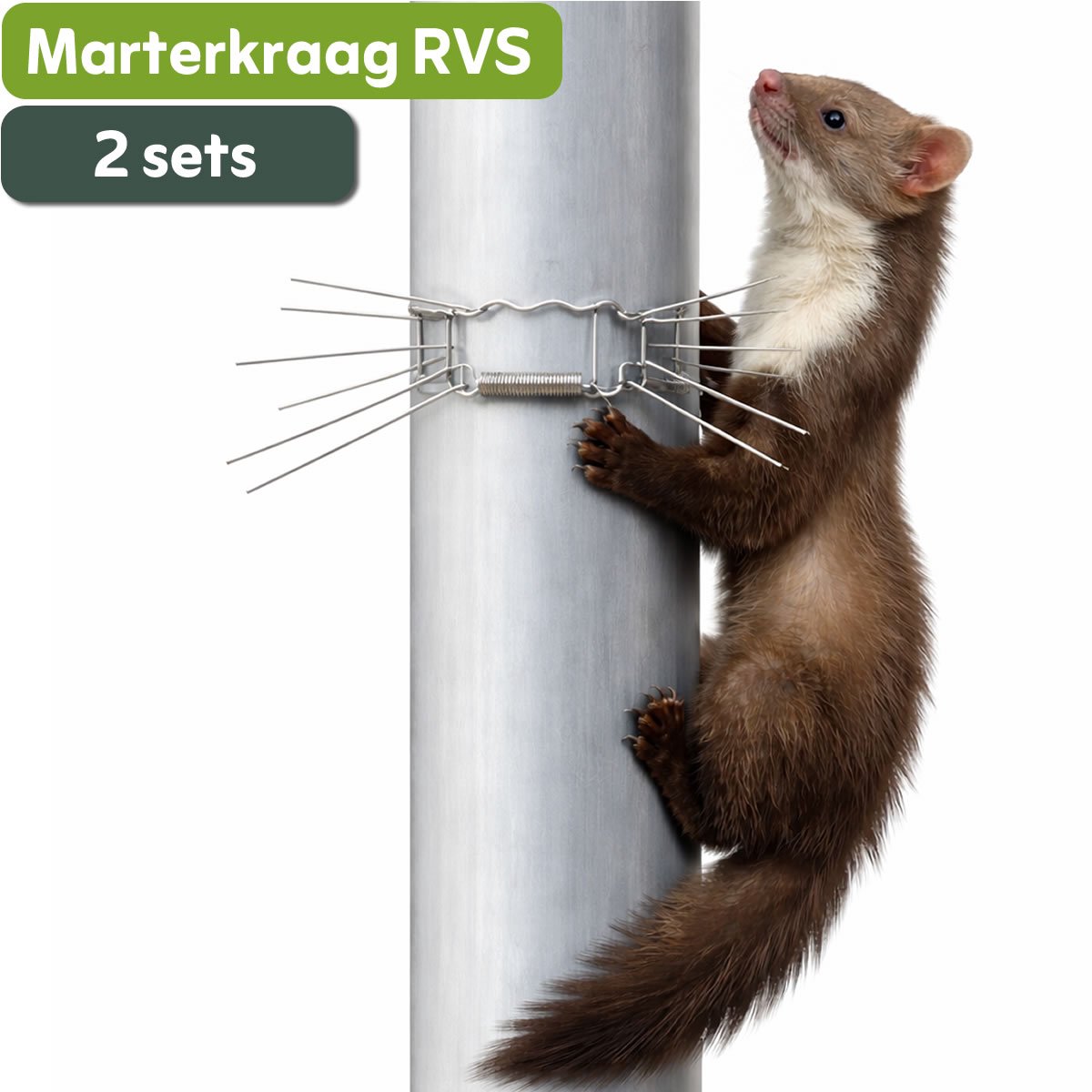 MartGuard® RVS marterkraag regenpijp 10-12 cm - Marter Afweergordel - 2 sets - Marterverjager