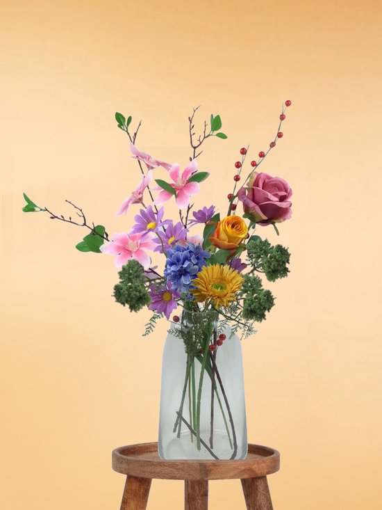 The Bloomistic® – Zijden Boeket – 60-75 cm hoog – Kunstbloemen – 7 stelen – decoratie – nepbloemen – moederdag cadeautje – decoratie woonkamer