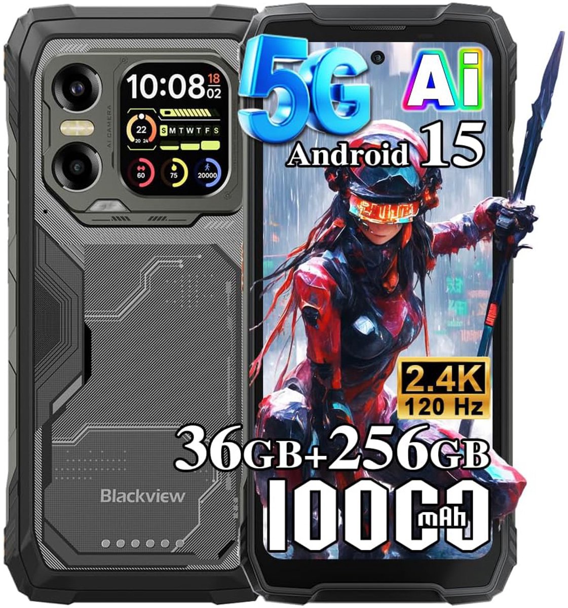 Blackview XPLORE X1 - Robuuste Smartphone - 5G - 36GB RAM - 256GB ROM - 108MP Camera - 6.78 inch 120Hz - 10000mAh - Robuuste Telefoon - Android 15 - NFC - GPS - Zwart