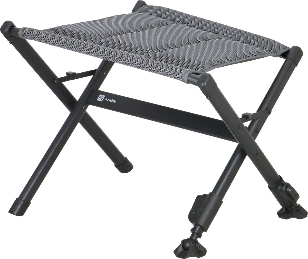 Travellife Olbia Camping Voetenbank - Verstelbare poten - Compact en opvouwbaar - Ventilerende en sneldrogende 2D mesh bekleding