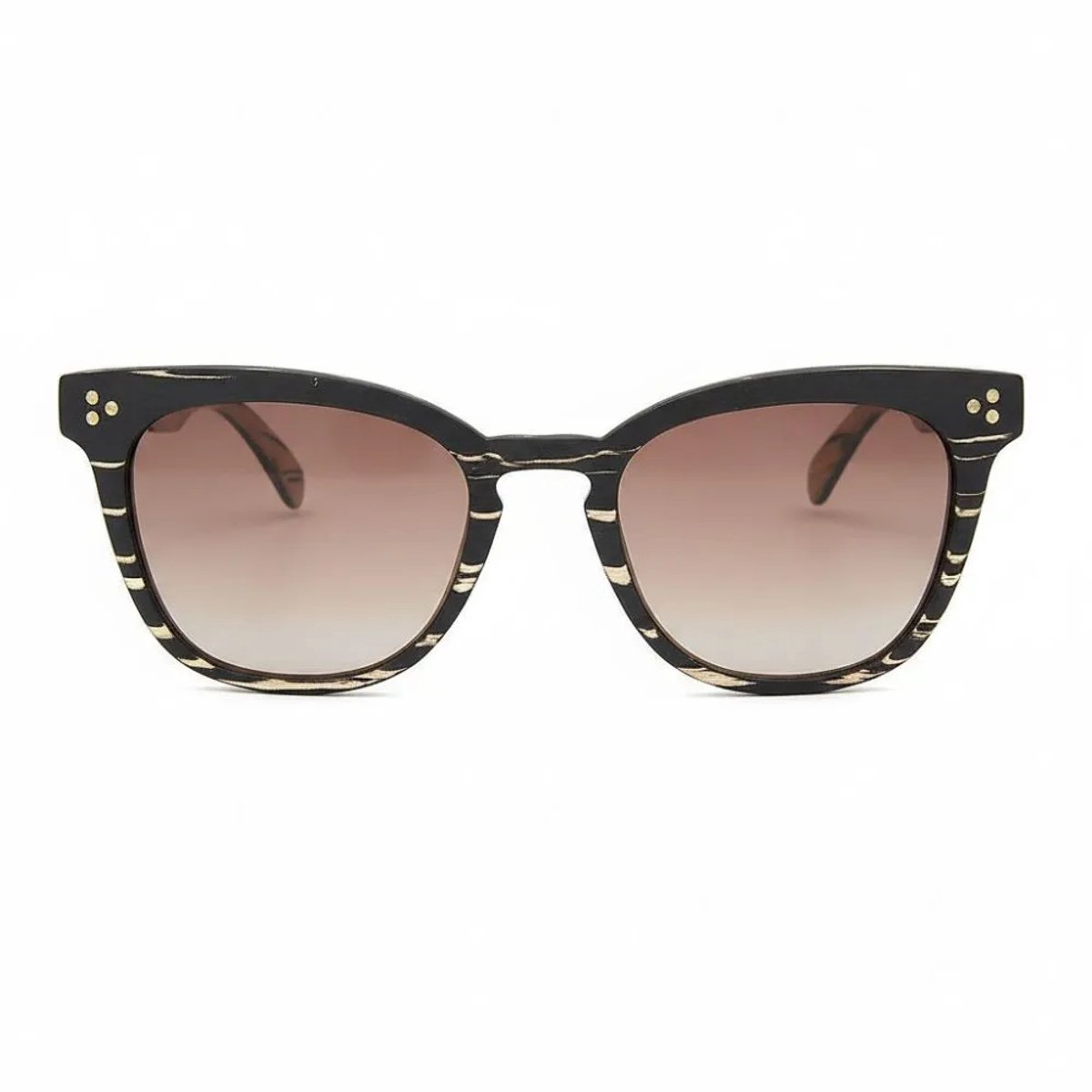 Wooda® Houten Zonnebril Cateye – Zwart Hout met Crème Accent – Gepolariseerd – Wooda Siësta Marrón Dégradé