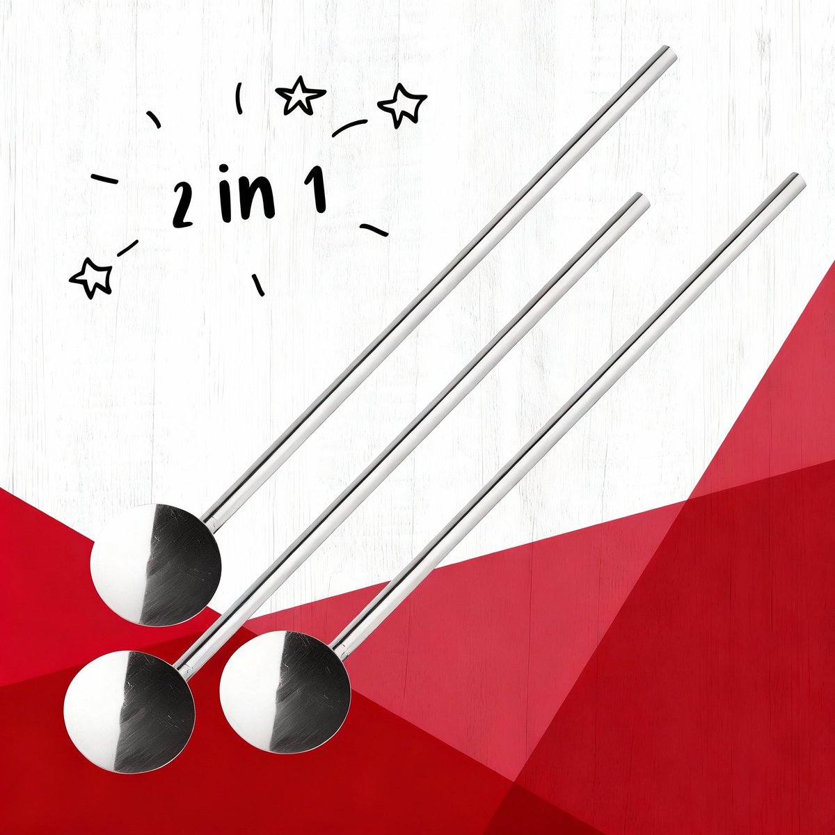 Set van 3 herbruikbare rietlepel 18 cm Fackelmann Bar Concept