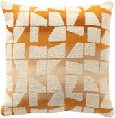 Dutch Decor RIO - sierkussen 45x45 cm - Golden Ochre - oranje, wit - Inclusief binnenkussen - Luxe kussens voor woonkamer & bank