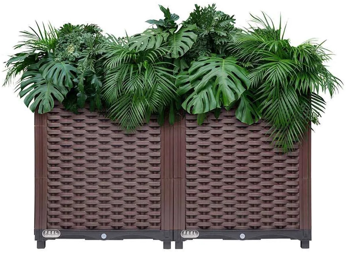 Buiten Plantenbak - Stijlvolle Plantenbak - Weerbestendige Plantenbak - Bloembak - Bloempot - Grote Plantenbak voor Buiten - Moestuinbak - Plantenpot - Kweekbak - 80x40x53 cm - Donkerbruin