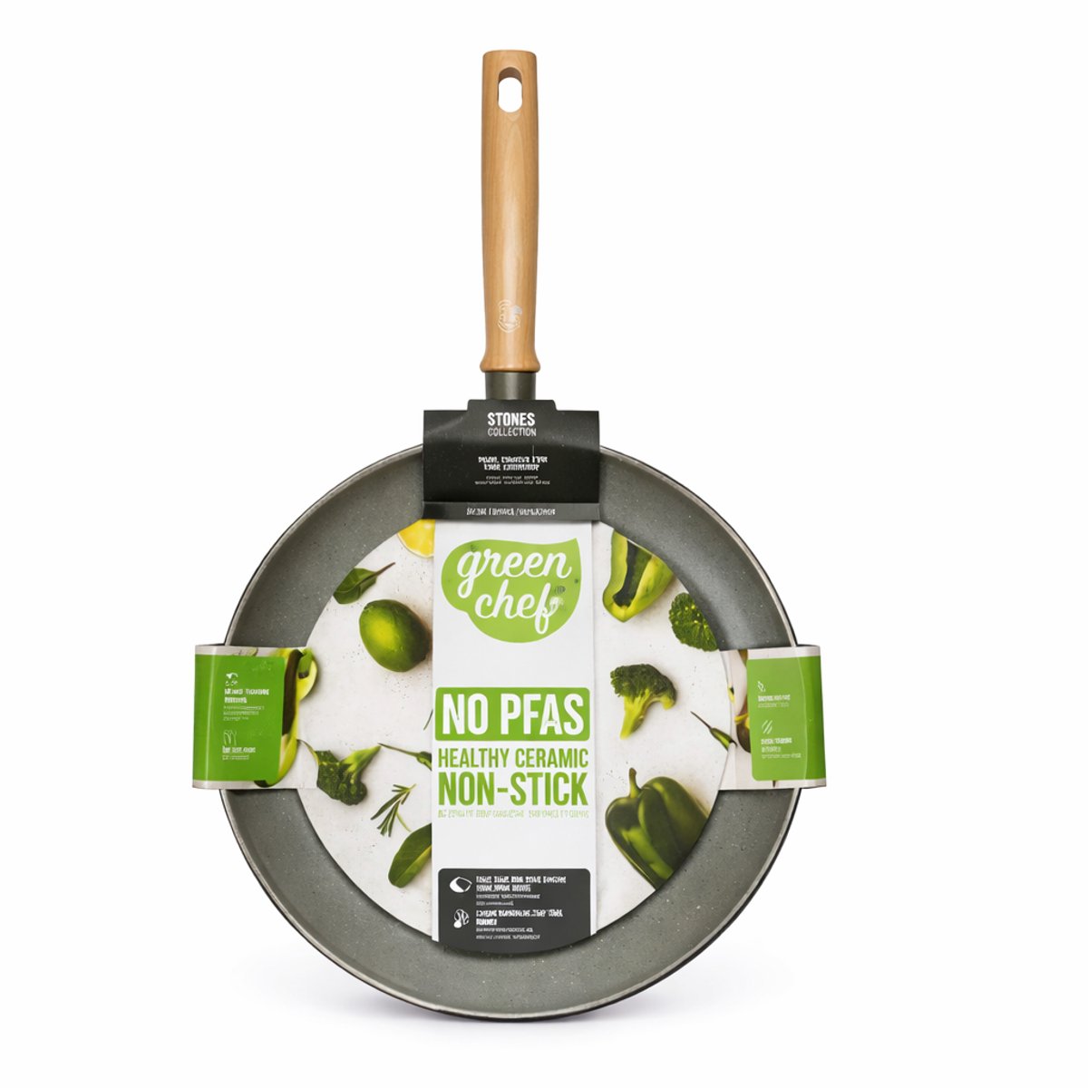 GreenChef - Stone Wokpan - 28 cm - Wokpan - Keramisch – Wokpan inductie - PFAS-vrije Antiaanbak - Pannen - Wokpan - voor Gezond Koken - Pan