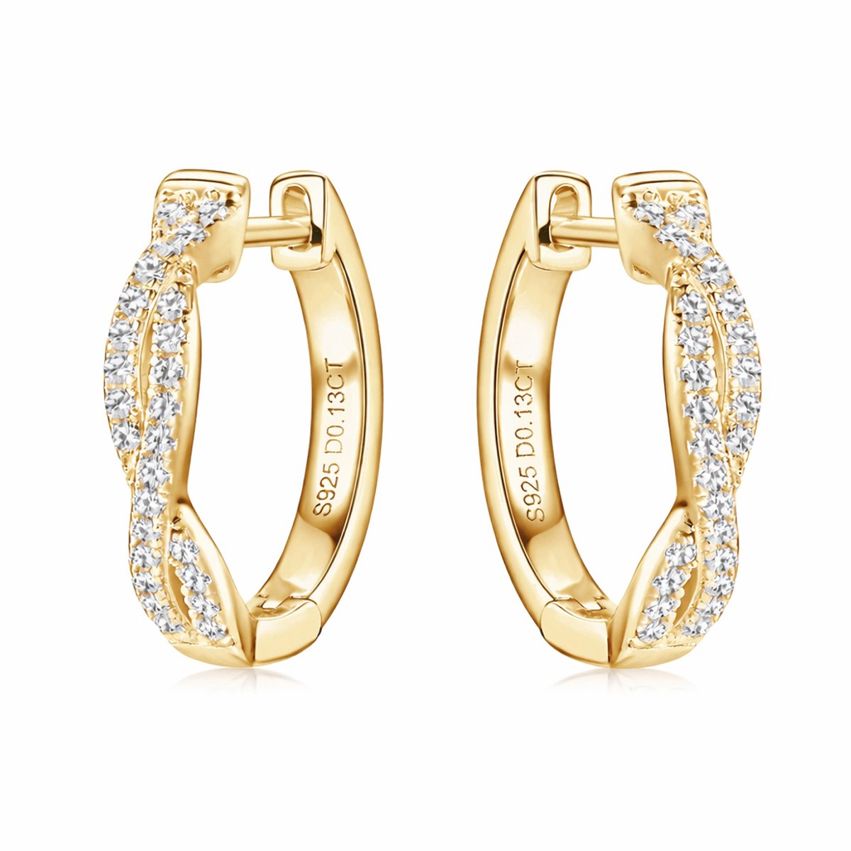 Lumici® Exclusive | GRA Gecertificeerde Moissanite Infinity Hoop Oorbellen - 0.26 CT - D VVS1 - Geelgoud Verguld S925 - Elegante Pavé Luxe - Voor Haar - Dagelijkse Klasse & Speciale Gelegenheden - Moederdag - Valentijnscadeau - Verrassing - Goud