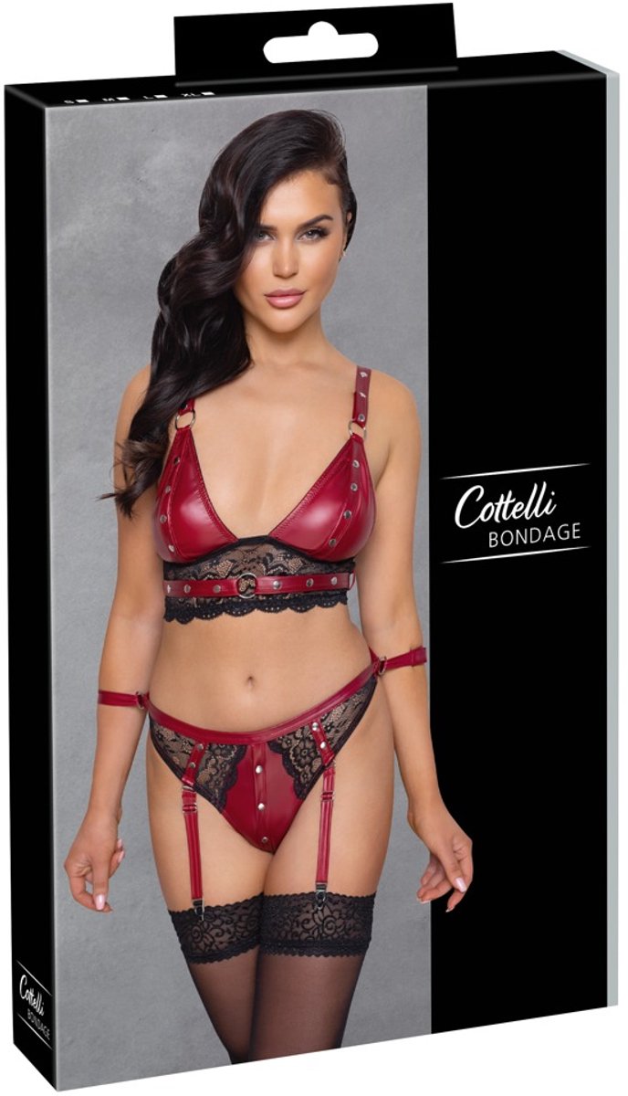 Bra Set Bondage - Rood & Zwart