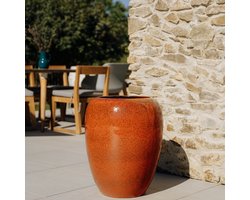 Grote buitenpot GALILEE 50x60cm herfst roest, handgemaakt van geglazuurd terracotta, vorstbestendig