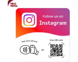 Instagram Volg Ons NFC & QR BalieBord – TafelBorden – Direct Volgen met Een Tik of Scan – Meer Volgers & Interactie – Social Media Marketing – Baliekaart– Valentijn Cadeau