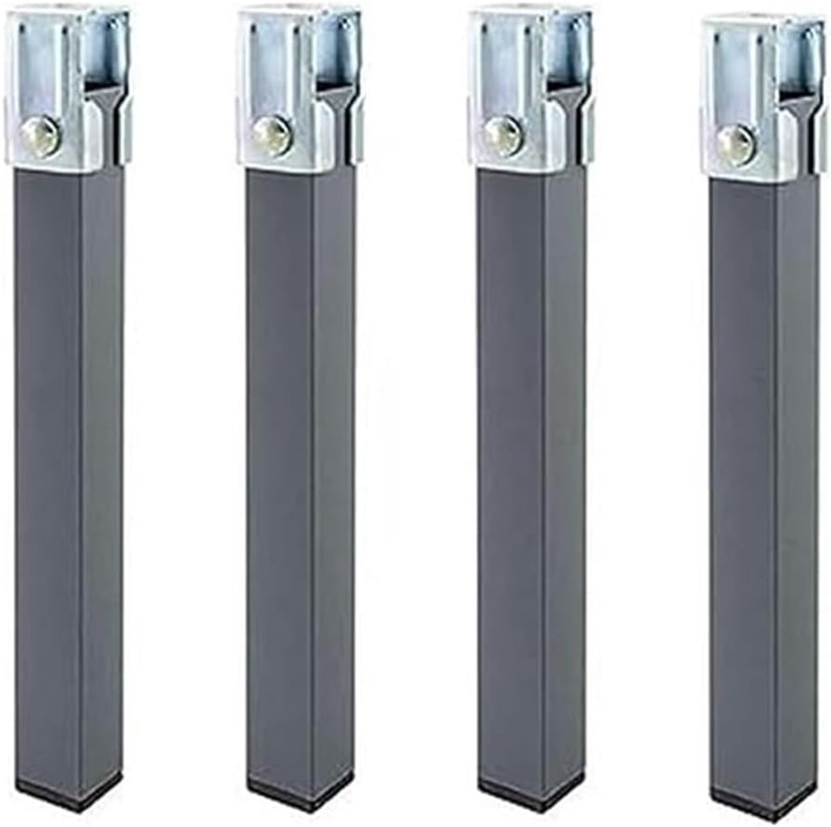 Famanu – Set van 4 vierkante meubelpoten met klem voor lattenbodem 27 cm grijs stevige bedpoten