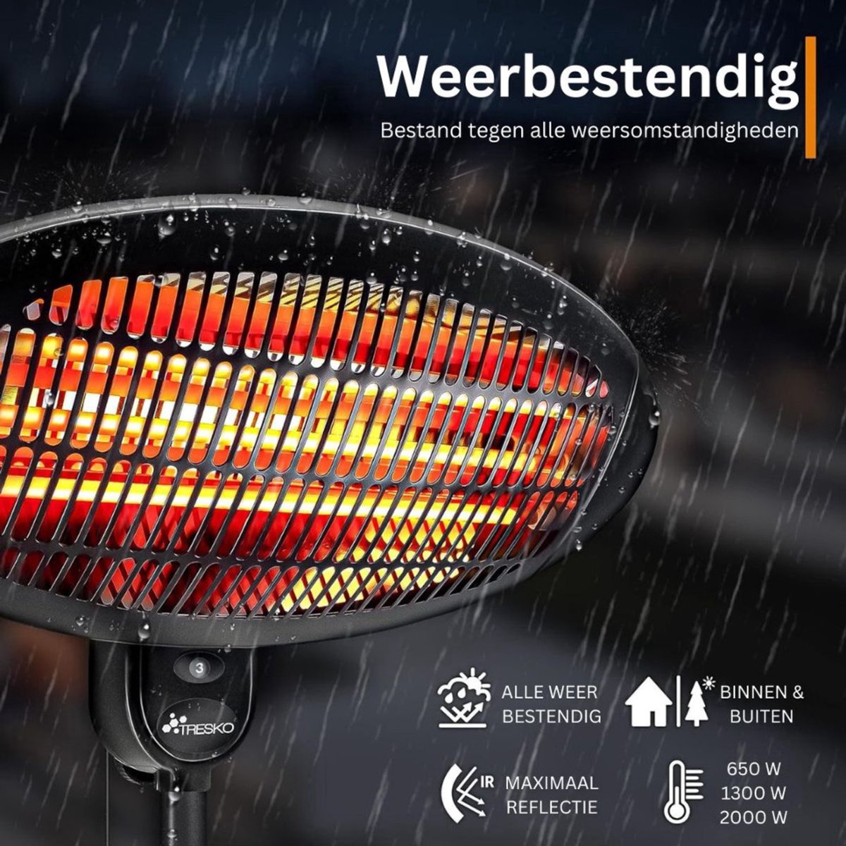 NBAP® Terrasverwarmers Elektrisch - Heater - Radiator - 2000W - Zwart – foto 3