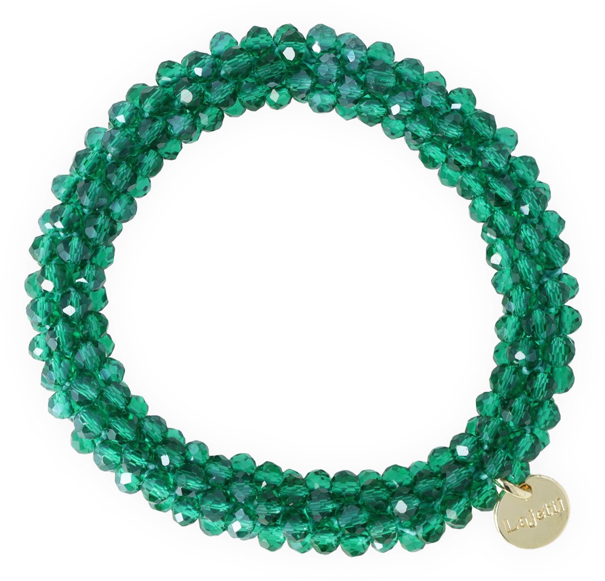 Lajetti - Armband Dames Haarelastiek Groen - Glaskralen Beaded Bracelet - Handgemaakt