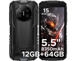 DOOGEE Fire 3 4G - Outdoor Phone - Robuuste Smartphone - 12GB RAM+ 64GB ROM/2TB TF - Android 15 - 8350mAh- 5,5-inch IPS HD+ - 13MP AI-camera - Widevine L1 - Face ID - NFC - IP68 - Grijs