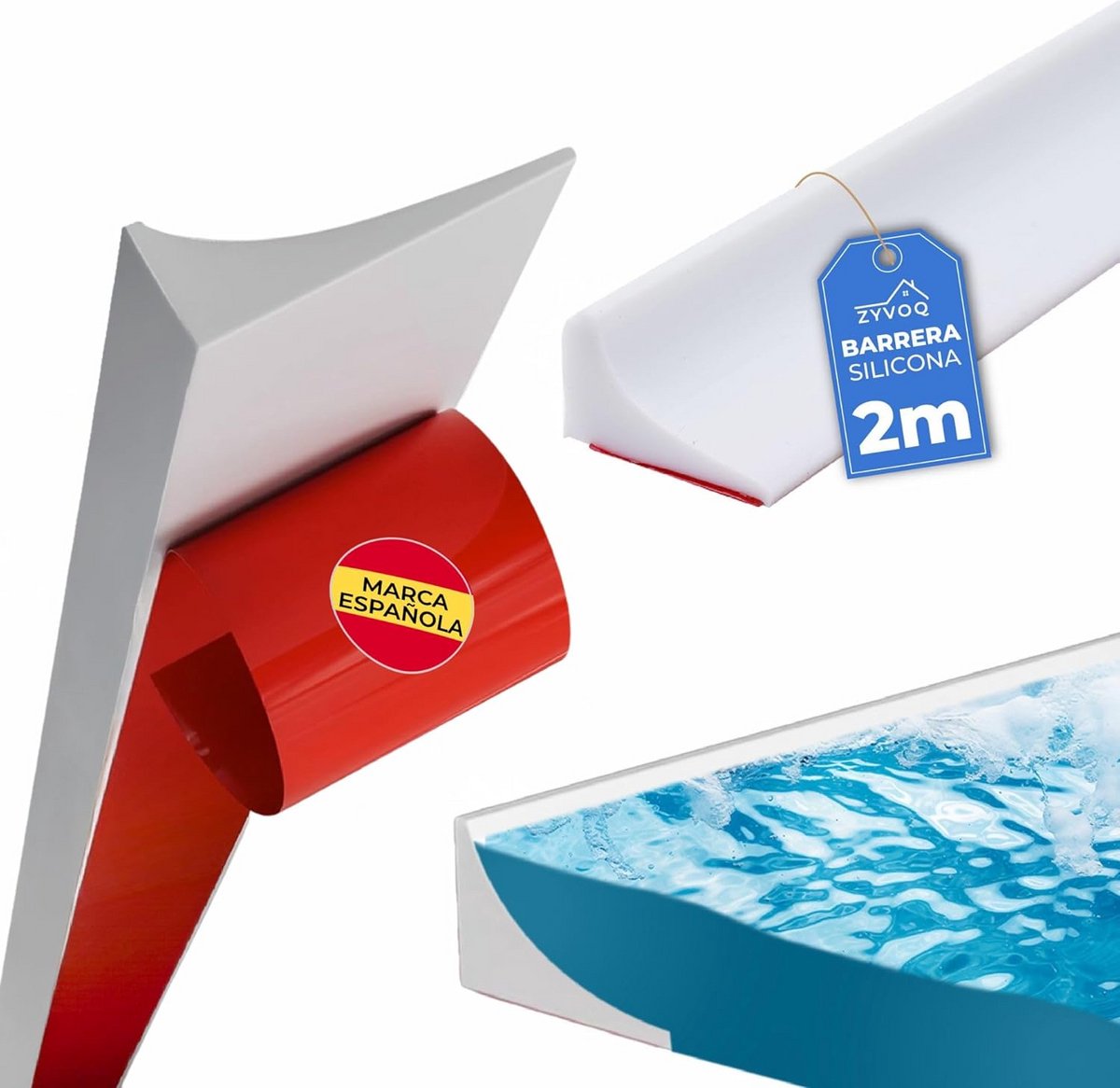 Waterstopprofiel voor Douche en Badkamer - Flexibel Siliconen Rubber 2 Meter 30x15mm