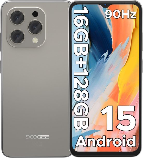DOOGEE N55 - Smartphone - 16 GB RAM + 128 GB ROM（2TB/TF） - 6.56 inch + 90Hz IPS - 4G Dual SIM - 5150mAh - Android 15 - 5G WiFi - Face ID - GPS - Widevine L1 - Natuurlijk