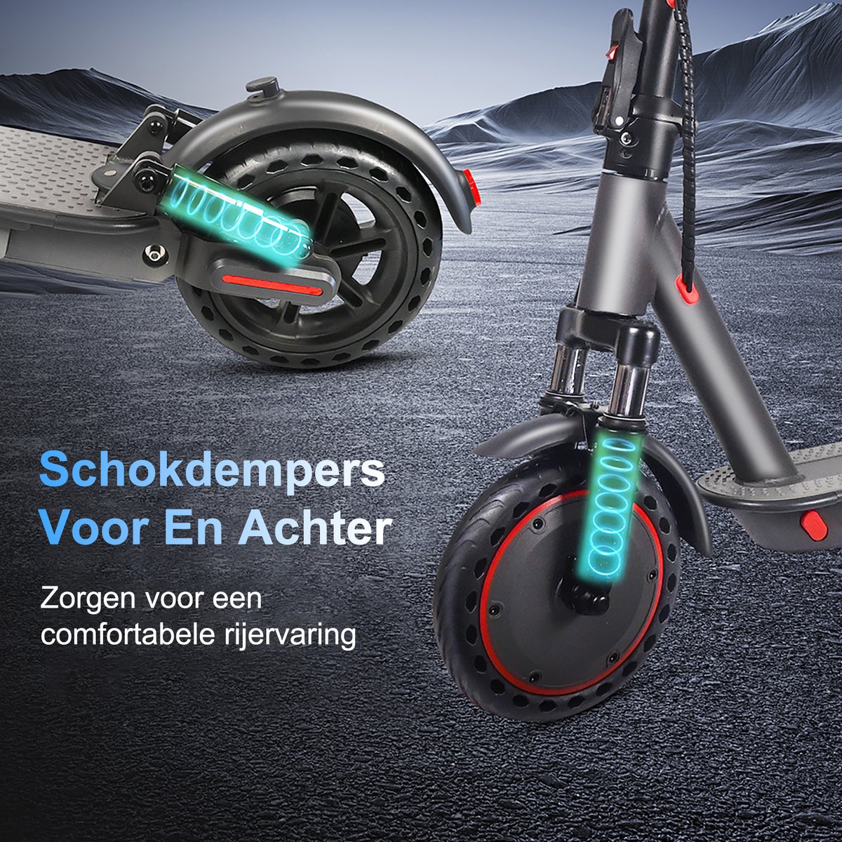 AOVOPRO AP07 Elektrische Step – 25 km/u – 36V10.5AH – Tot 30 km – 8,5” Massieve Banden – Dubbele Vering – Vouwbaar – Met App – foto 6