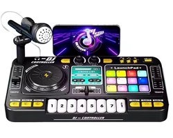 foto van Infinity Games Studio DJ Set Voor Kinderen 3+ - Complete All-in-One Muziekspeler met Bluetooth, Microfoon & Lichtshow - Oplaadbaar - Interactief Speelgoed - DJ Mixer Kids - Cadeau voor Jongens & Meisjes