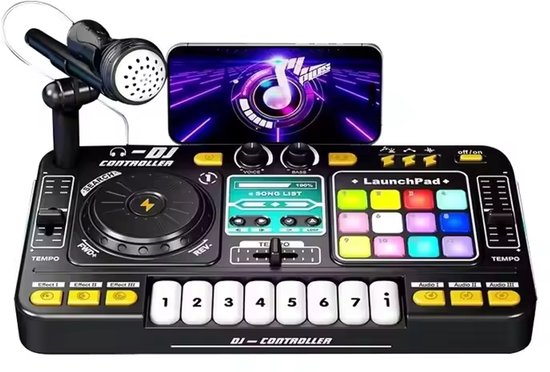 Infinity Games Studio DJ Set Voor Kinderen 3+ - Complete All-in-One Muziekspeler met Bluetooth, Microfoon & Lichtshow - Oplaadbaar - Interactief Speelgoed - DJ Mixer Kids - Cadeau voor Jongens & Meisjes